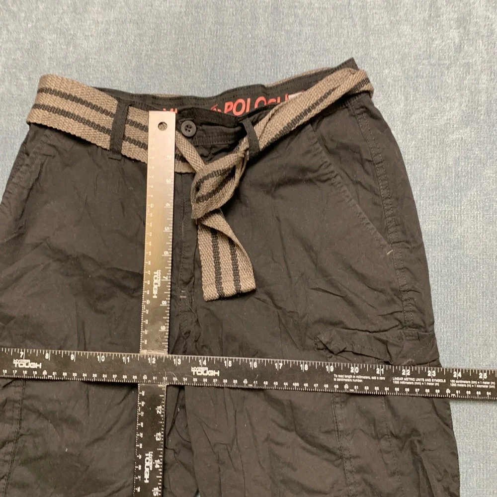 Beverly Hills Polo Club Cargo Shorts Mens 30 Black Cotton Stretch Hiking Outdoor